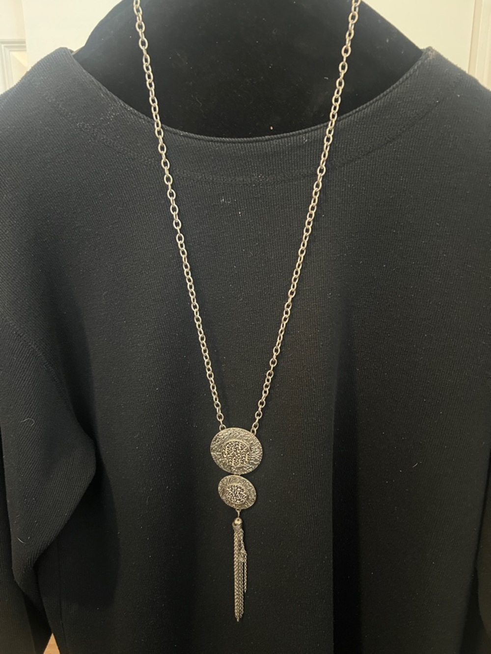 Ruby Rd. Silver-Tone Double Medallion Tassel Necklace